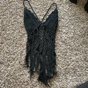Black Crochet top with tassels